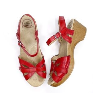 DANSKO Season Red Full Grain Leather Strap Sandal